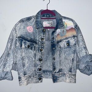 Vintage cropped Denim acid wash Jacket